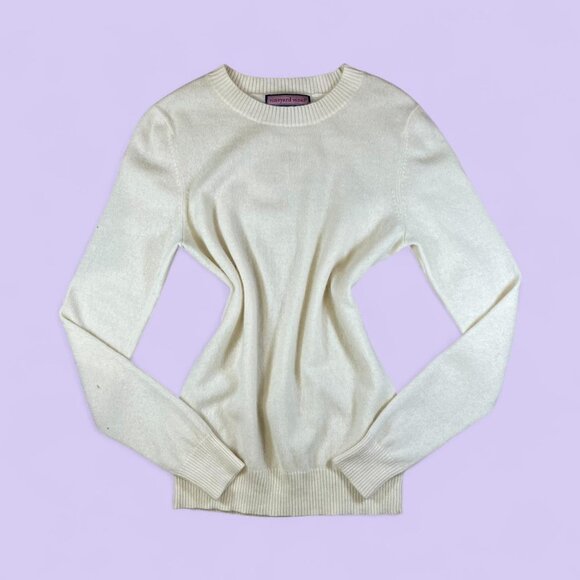 Vineyard Vines Ivory Cashmere Sweater M – Soft Neutral Luxe Preppy Classic - Picture 1 of 8